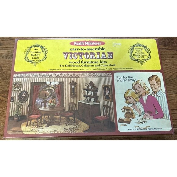 Realife Miniatures Heritage Series Victorian Dining Room Wood Furniture Kit #201 - Picture 1 of 16
